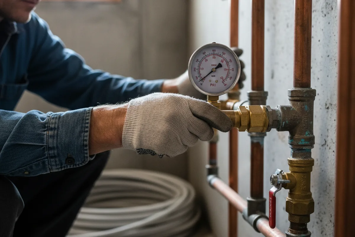Pressure testing a repaired line during Water Line Repair in Blockton